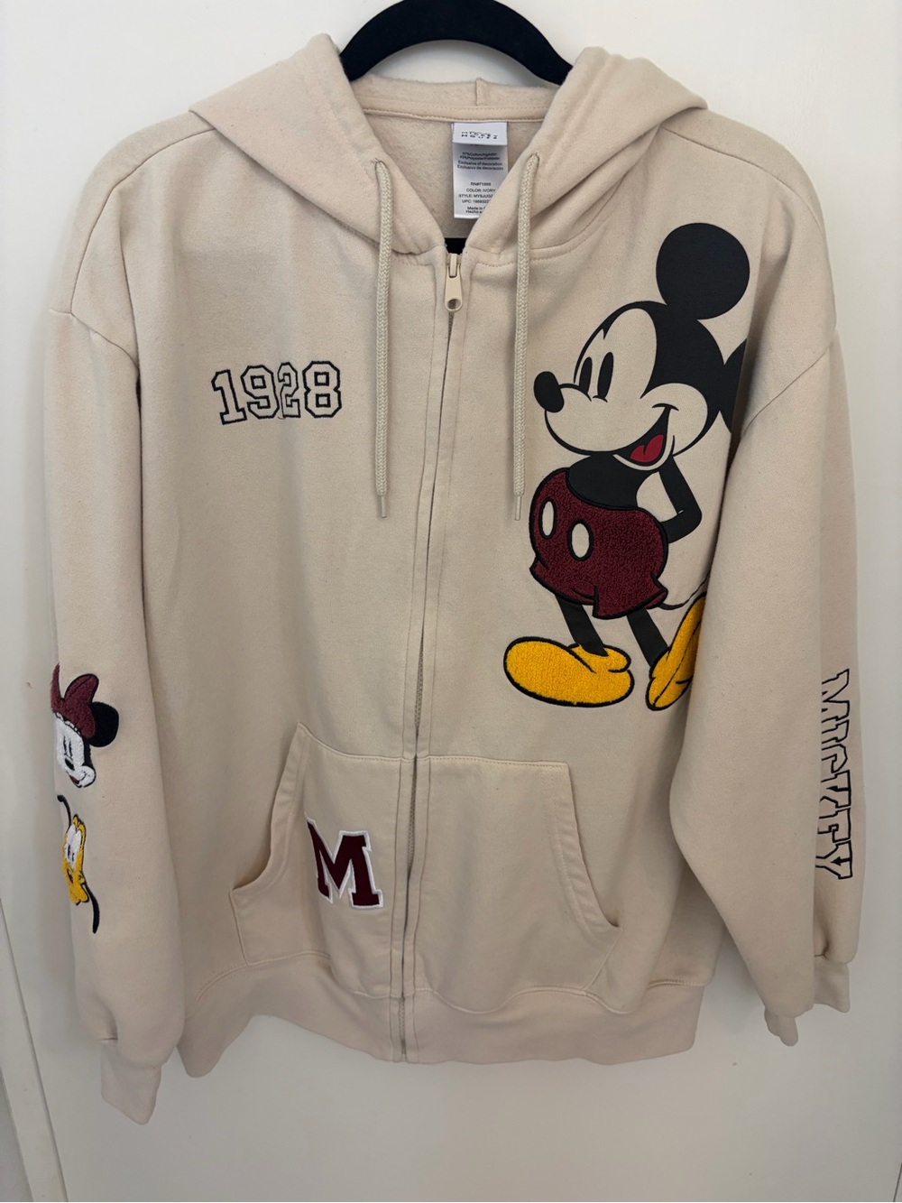 Disney Cream Zip-Up Hoodie size xxl on tag perfectly fit to xl/xxl